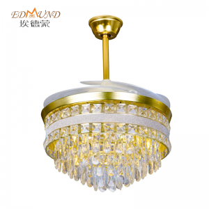 Quạt trần K010 với đèn 3 màu 42 inch từ xa với loa Crystal Fan Chandelier