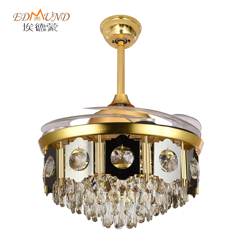 Quạt trần đèn chùm K013 có ánh sáng với điều khiển từ xa 42 inch 3 màu với đèn chùm quạt pha lê loa