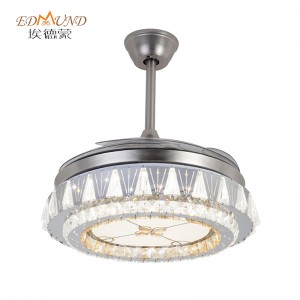 Quạt trần K015 với đèn 3 màu 42 inch từ xa với loa Crystal Fan Chandelier