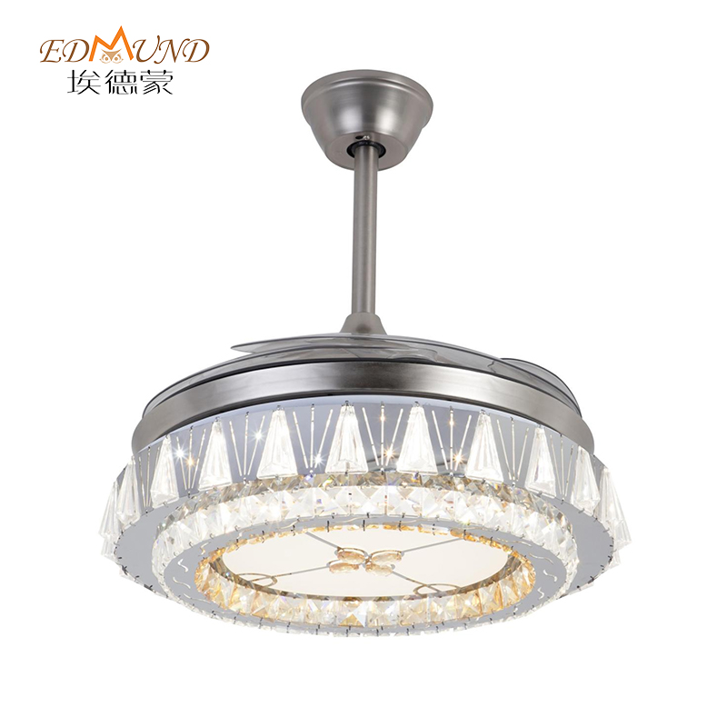 Quạt trần K015 với đèn 3 màu 42 inch từ xa với loa Crystal Fan Chandelier